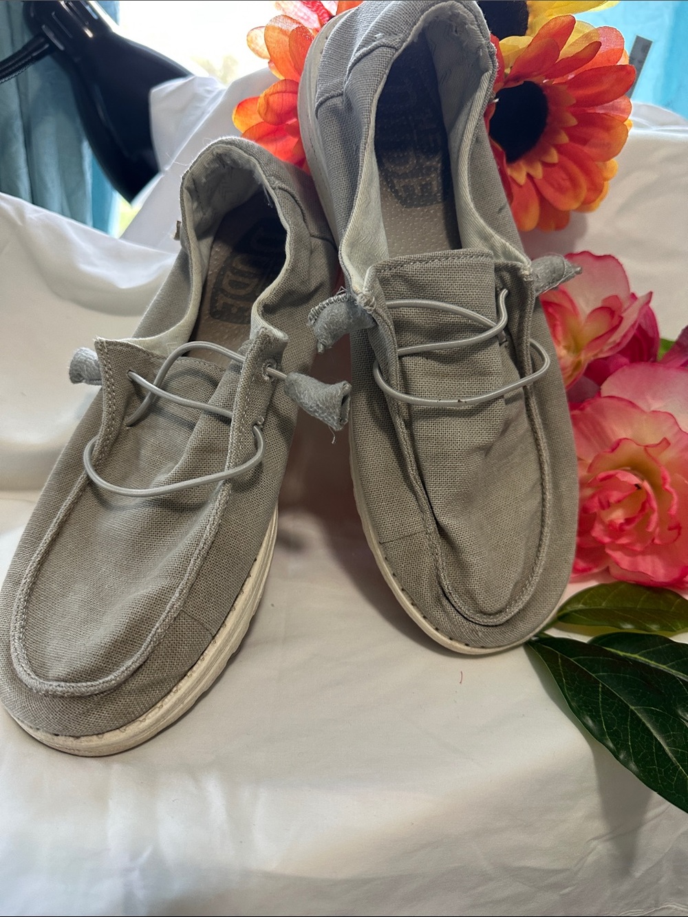 Hey dude, women’s  Grey Canvas Slip-On Sneakers